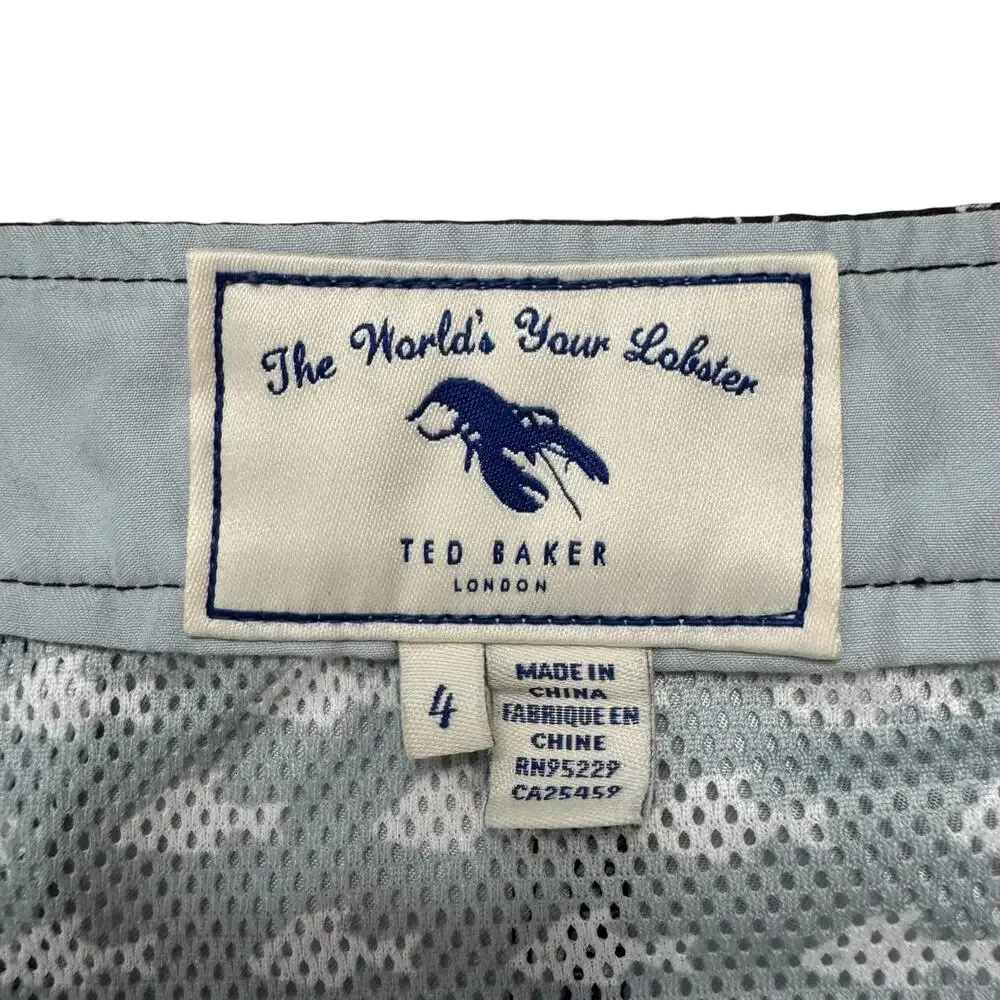TED BAKER Black Tropical Burrel Swim Short Size Large (4) Mens Lined Pockets